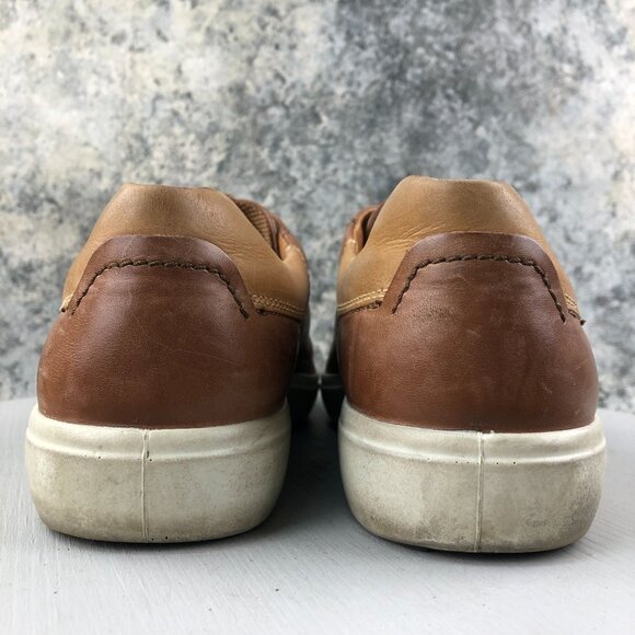 Ecco Men's Size 10 EXTRA WIDTH Soft 7 Brown Leather Lace-Up Low Top Sneakers - Picture 7 of 15
